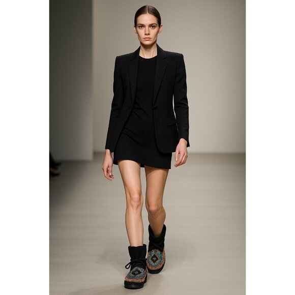 House of Harlow 1960 Beaded Suede Lace-Up Moccasin Boots Black Gold Boho Festiva - Picture 16 of 16